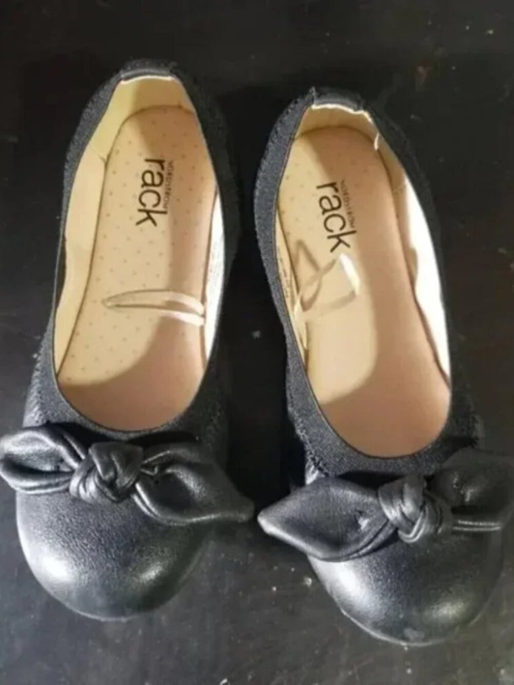 Little girl black bow Nordstrom ballet shoes size 12 - Picture 2 of 6